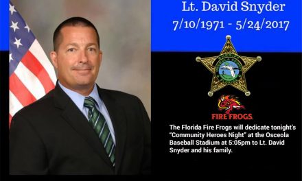 The Ceremony for Osceola Sheriff Lt. David Snyder Will Be at 5:05pm Tonight Before the Fire Frogs Game