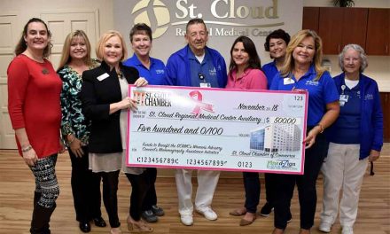 St. Cloud Chamber Presents Check Of Raised Funds For The St. Cloud Regional Medical Center’s Auxiliary and Mammogram Initiative Fund