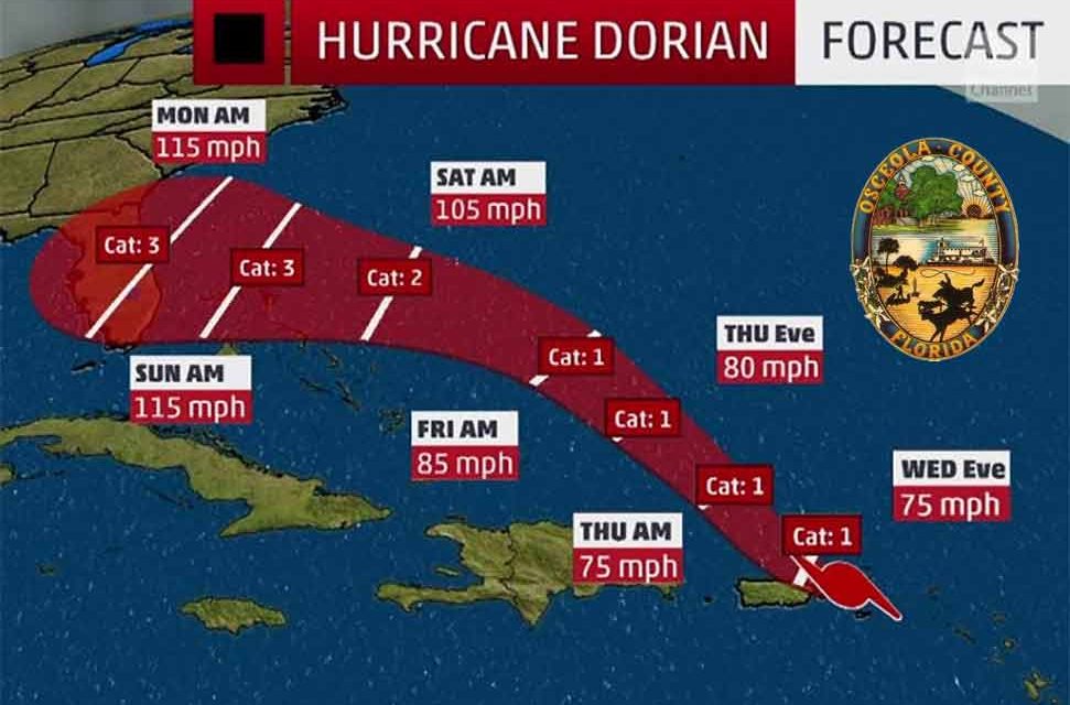 State of Emergency in Osceola County Declared by County Commission in Response to Arrival of Hurricane Dorian