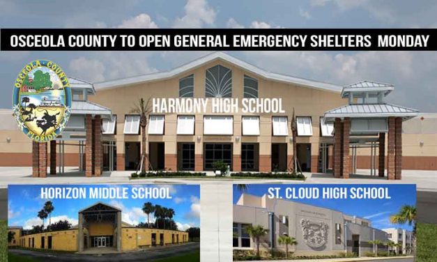 General Emergency Shelters to Open in Osceola County at Noon, Monday Sept. 2