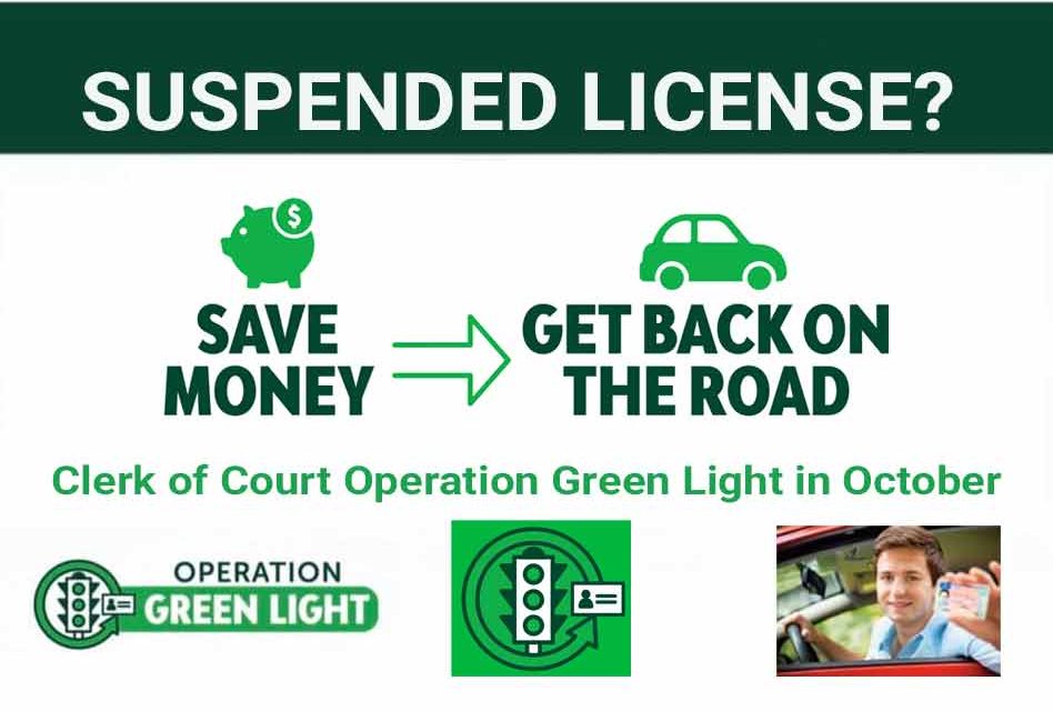 Suspended License? Some suspended license fees waived this week during Operation Green Light