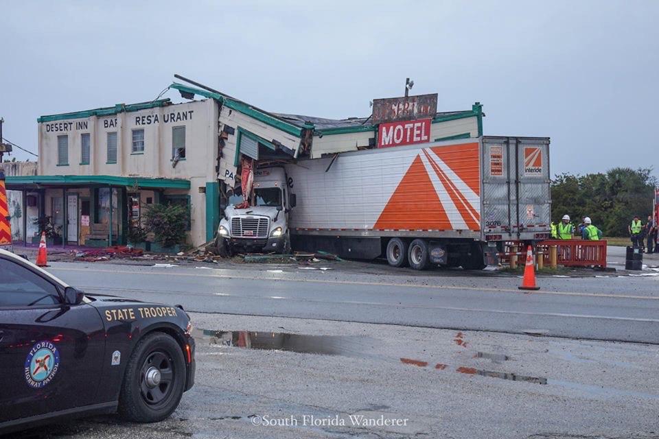 Trailer truck crashes into Yeehaw Junction’s Desert Inn