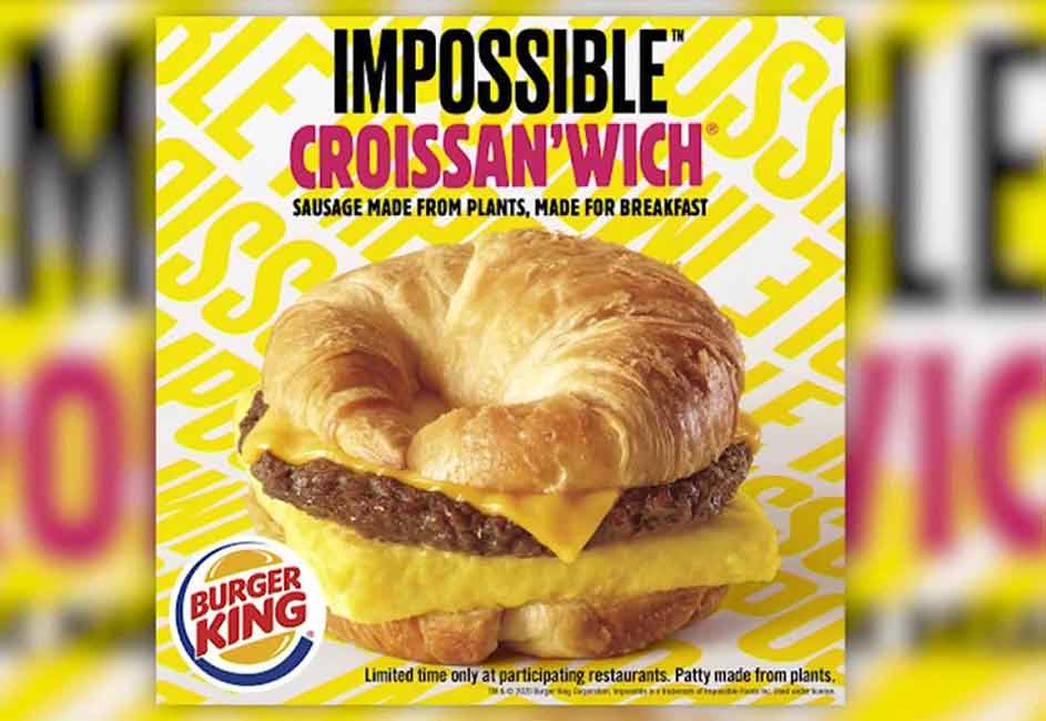 Burger King adds Impossible Croissan'wich to plantbased meat menu