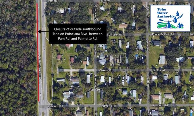 Closure of outside southbound lane on Poinciana Blvd. between Pam Rd. and Palmetto Rd. on January 14 – 15