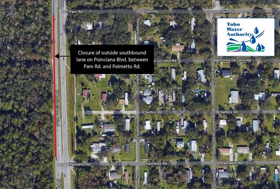 Closure of outside southbound lane on Poinciana Blvd. between Pam Rd. and Palmetto Rd. on January 14 – 15