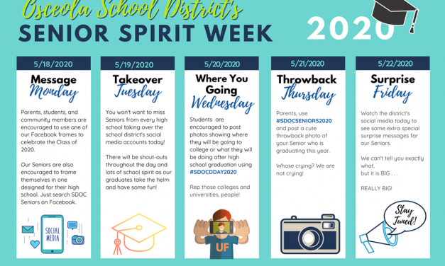 Class of 2020 honored next week with Senior Spirit Week and Virtual Decision Days