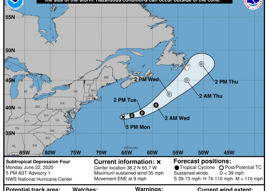 Subtropical Depression 4 forms off East Coast; could become Dolly by Tuesday morning
