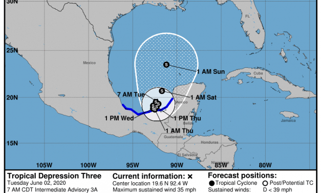 Day 1 of 2020 hurricane season brings Tropical Depression 3 in Bay of Campeche — where’s it going?