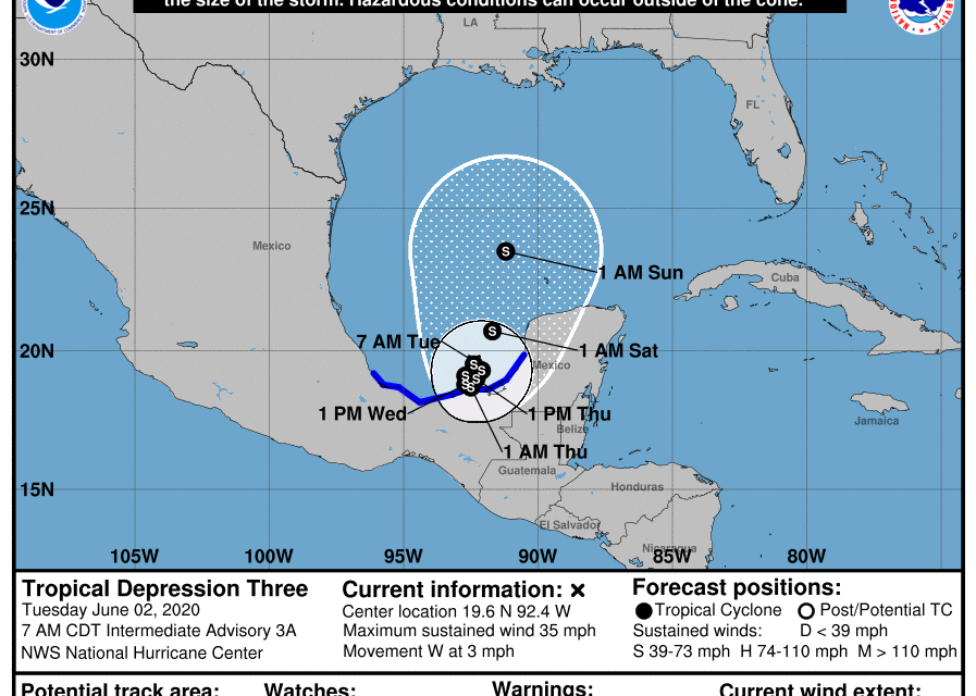 Day 1 of 2020 hurricane season brings Tropical Depression 3 in Bay of Campeche — where’s it going?