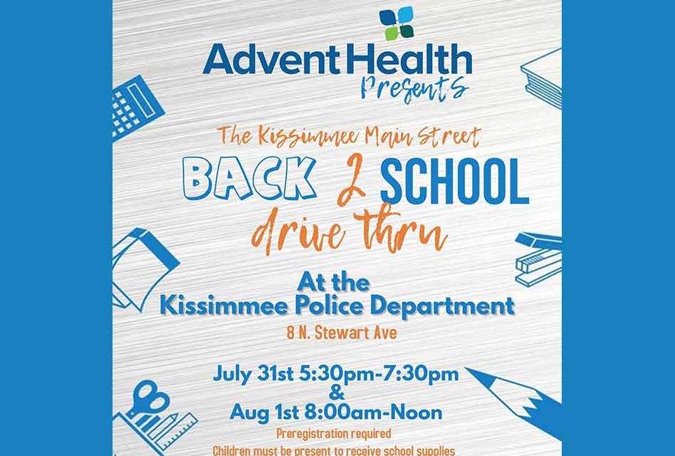 Kissimmee Main Street to host Back 2 School Drive-thru at KPD July 31, August 1