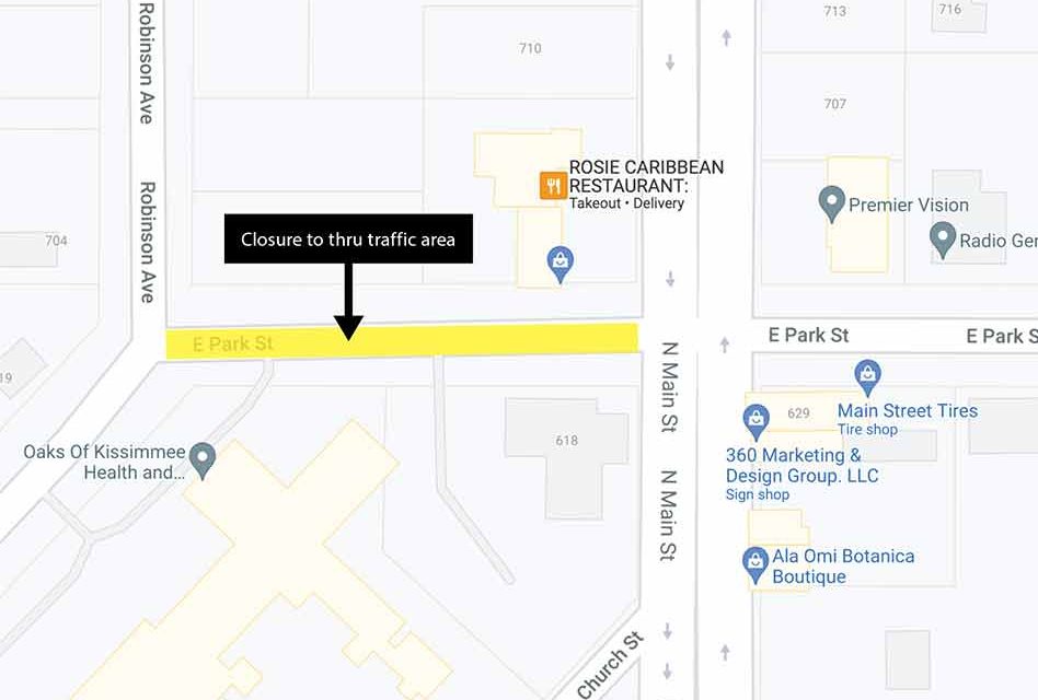 Park St. will remain closed to thru traffic between Main St and Robinson Ave/Mitchell St through July 30 for sewer repair