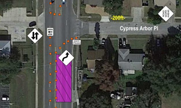 Shifting lane closures on Michigan Ave between Mill Creek Cir and Cypress Arbor Pl extended through August 16