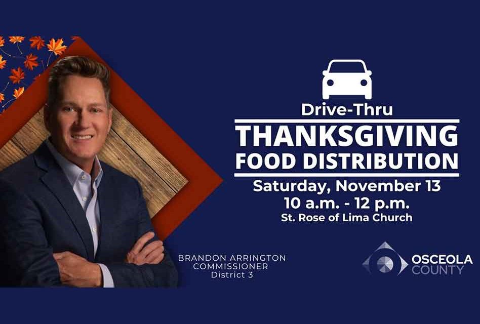 Osceola Commissioner Brandon Arrington to host Thanksgiving meal food distribution Saturday November 13
