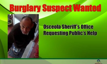 Osceola Sheriff’s Office Requesting Public’s Help in Locating Kissimmee Burglary Suspect