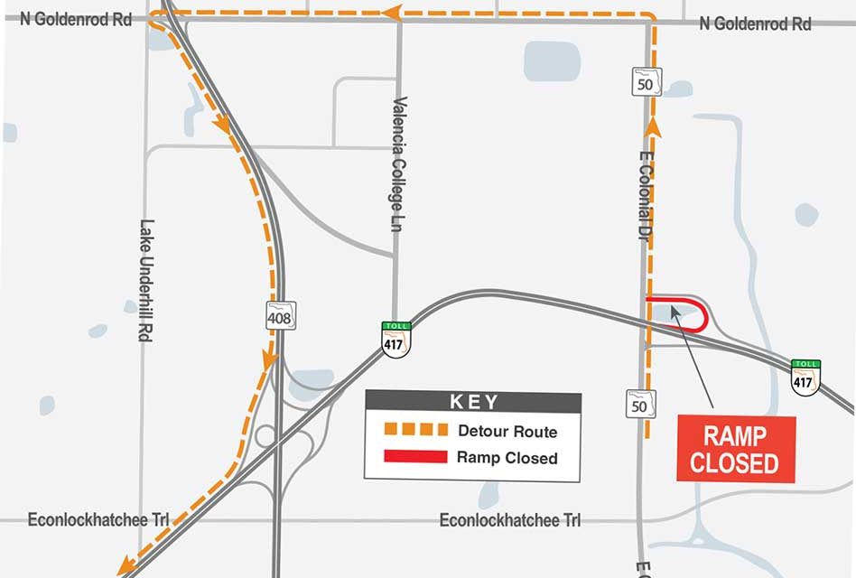 CFX Construction Alert: Nightly SR 417 Ramp Closure to Begin Monday Night