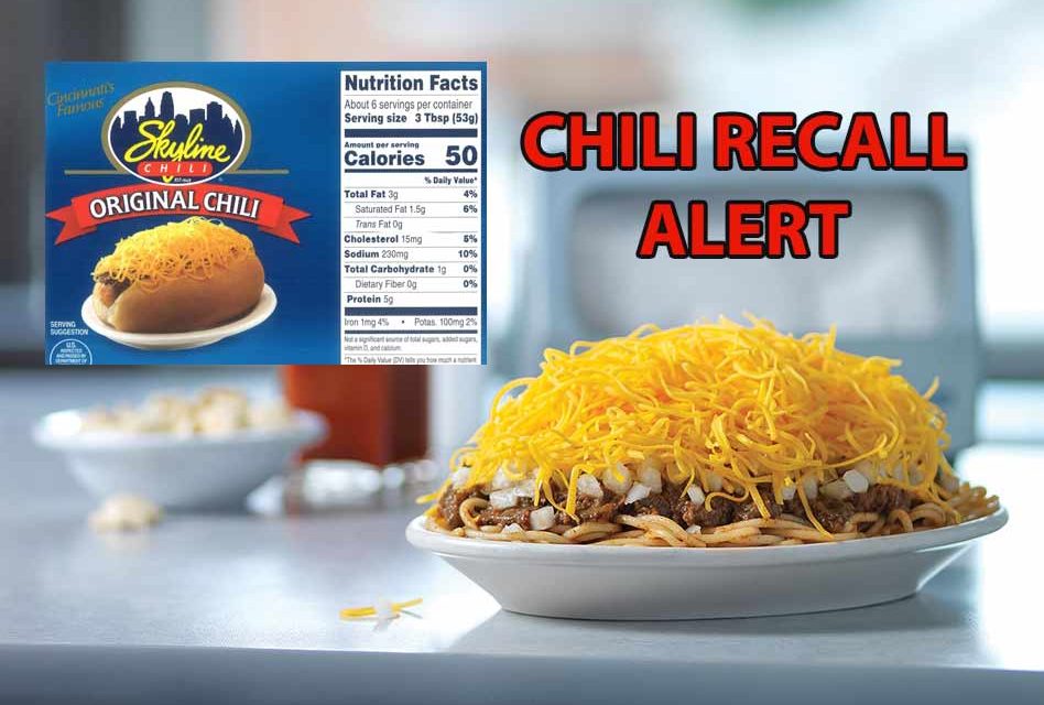 2, 205 lbs. of Skyline Chili recalled after customers find chicken soup inside cans