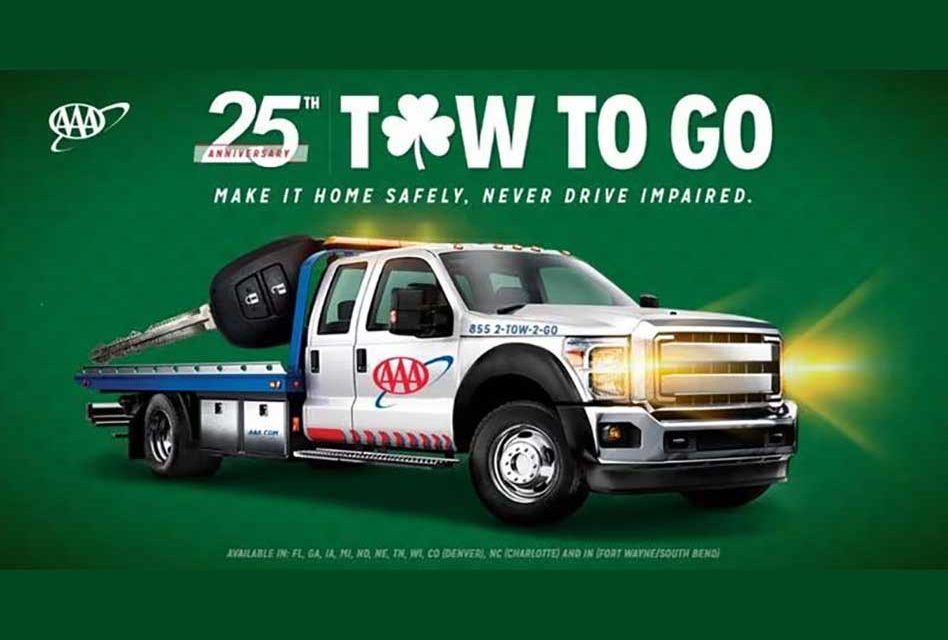 AAA has activated its Tow-to-Go program for St. Patrick’s Day weekend!