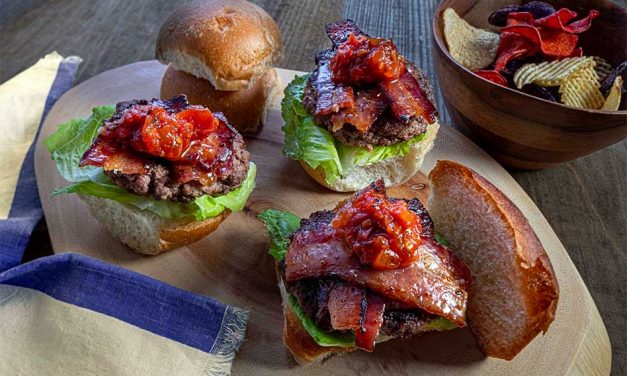 Florida Beef Sliders with Candied Bacon and Tomato Jam, Positively Delicious!