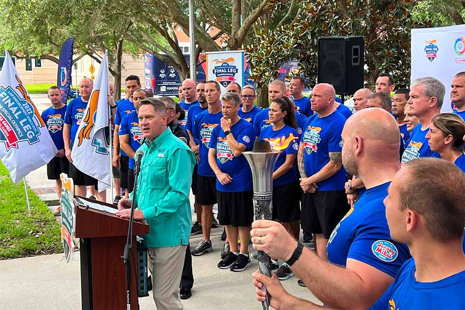 Special Olympics Athletes , Law Enforcement Runners stop into Kissimmee on their way to 2022 Games