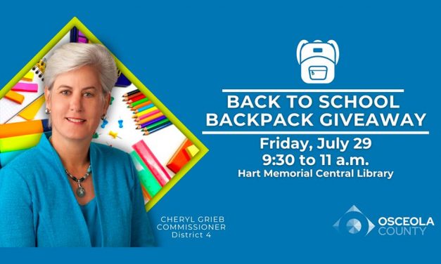 Osceola County to host Back to School Backpack Giveaway Inside Kissimmee Hart Memorial Library Friday with Commissioner Cheryl Grieb