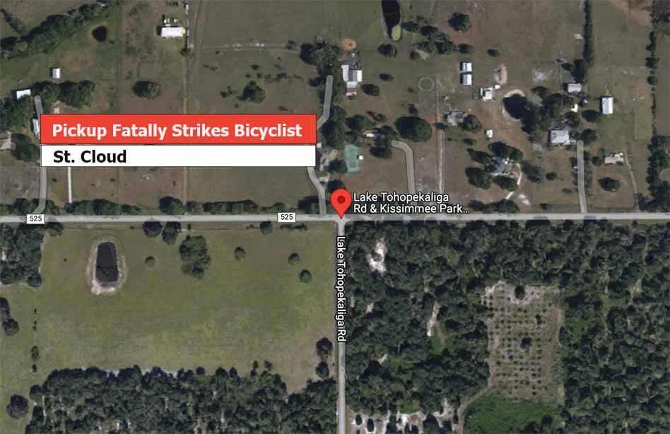 Pickup truck fatally strikes bicyclist on Kissimmee Park Road in St. Cloud Early Tuesday