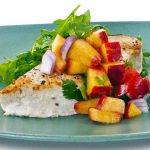 Seared Florida Swordfish Steaks with Arugula and Peach Salsa, it’s Positively Delicious!
