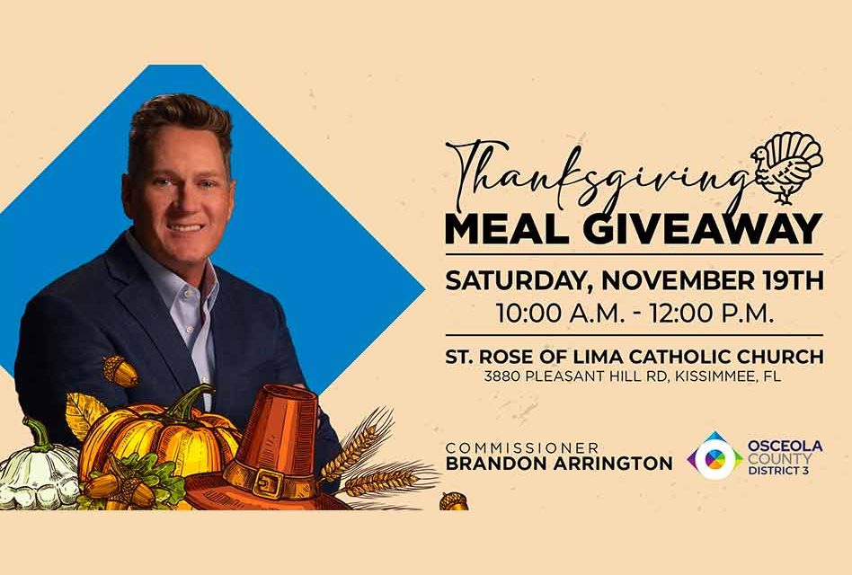 Osceola Commissioner Brandon Arrington to host Thanksgiving meal food distribution Saturday November 19