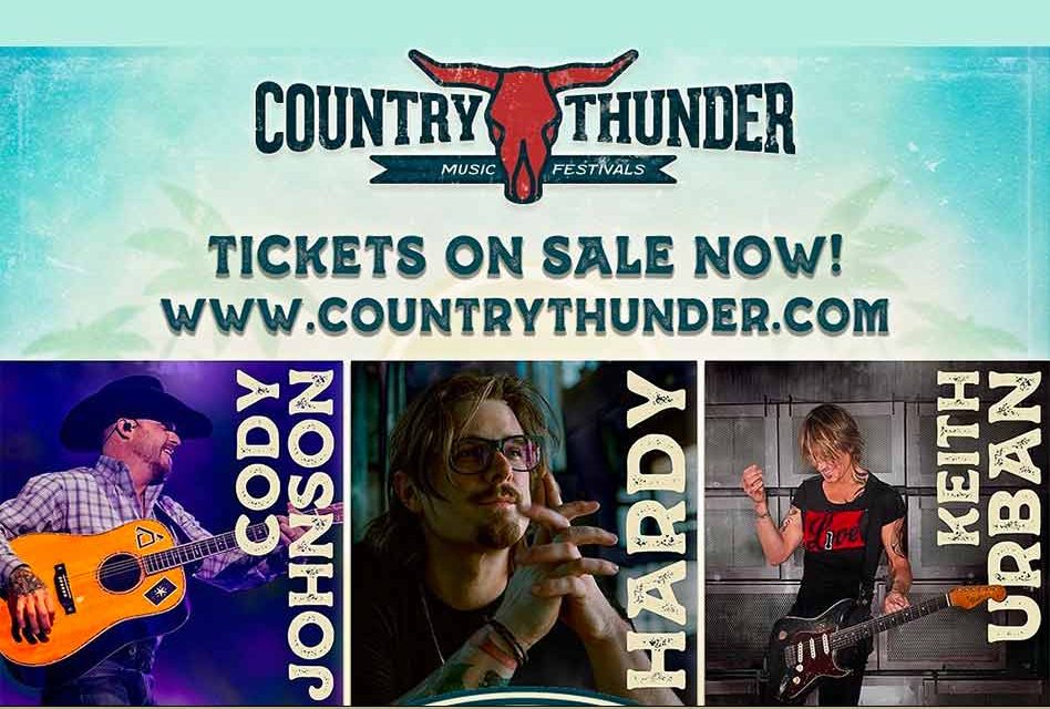 Country Thunder to roar back to Osceola County in 2023 with Country Music Superstars Keith Urban, Cody Johnson, & Hardy