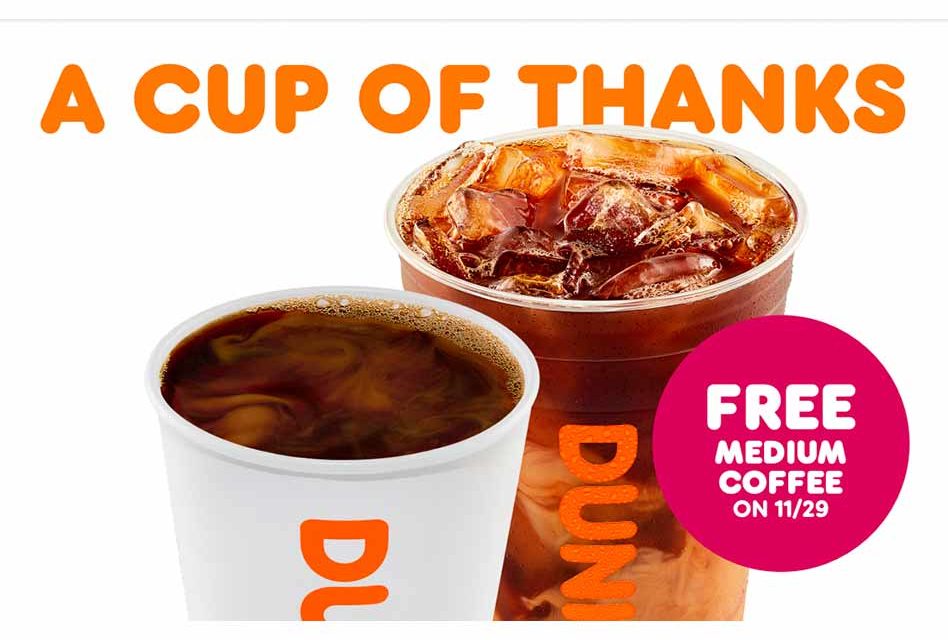 Dunkin’ Offers a Free “Cup of Thanks” to Florida Residents this Giving Tuesday