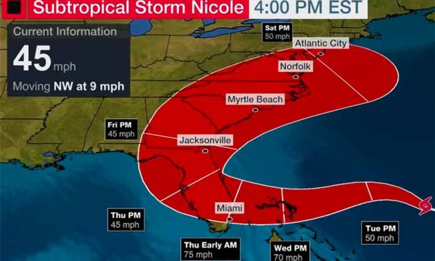 Subtropical Storm Nicole Prompts Hurricane Watch For Florida’s East Coast, Expected to Grow in Strength