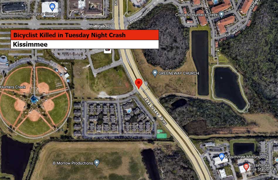 Bicyclist killed in crash on John Young Parkway in Kissimmee