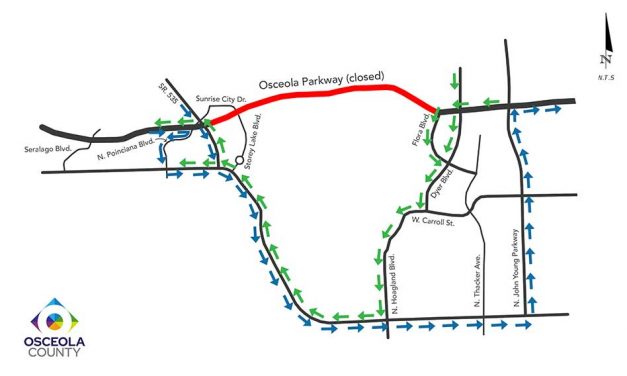 Osceola Parkway to close Friday night at 10 pm  – Saturday at 6 am for toll gantry installation