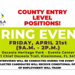 Osceola County to host hiring event today at Osceola Heritage Park in Kissimmee 9am-2pm
