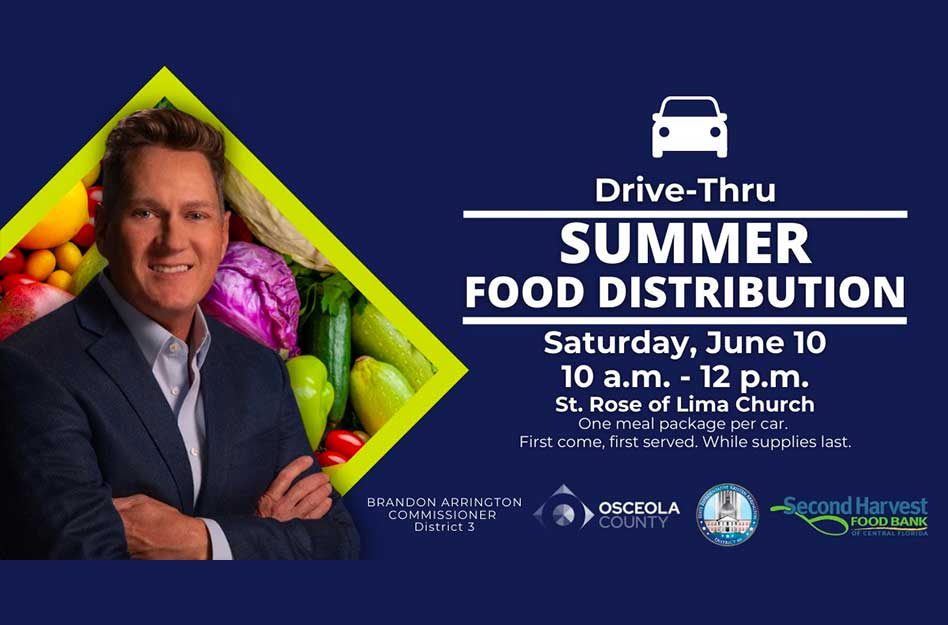 Osceola County Commissioner Brandon Arrington to host drive-thru summertime food distribution Saturday June 10