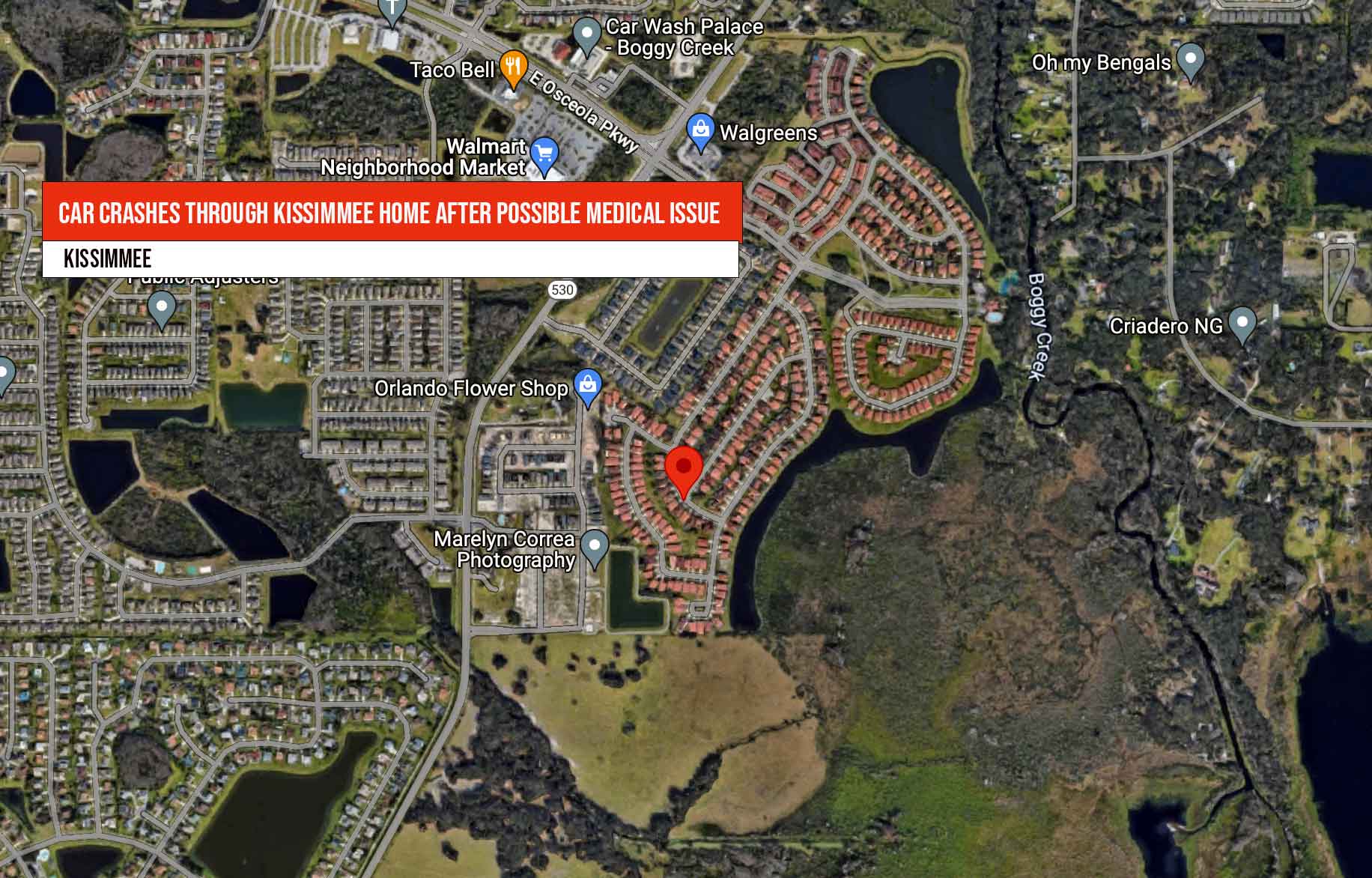 Car crashes into Kissimmee home, catches fire after driver has possible