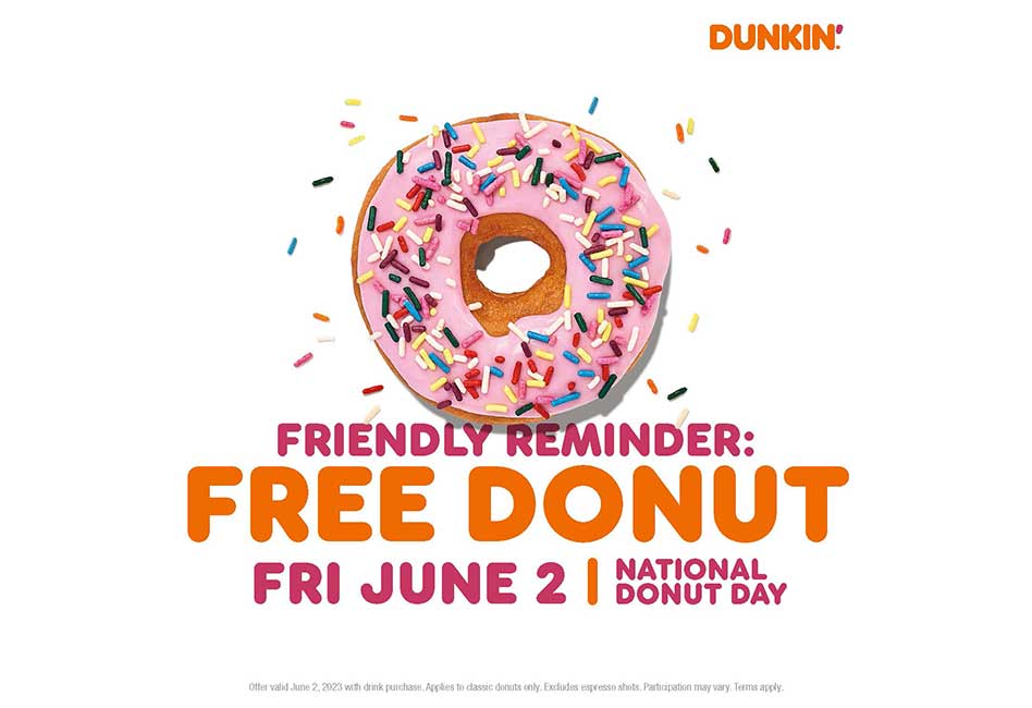 Don’t National Donut Day Dunkin’® Offering FREE Donuts Today