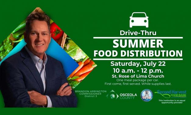 Osceola County Commissioner Brandon Arrington to host drive-thru summertime food distribution Today, Saturday July 22