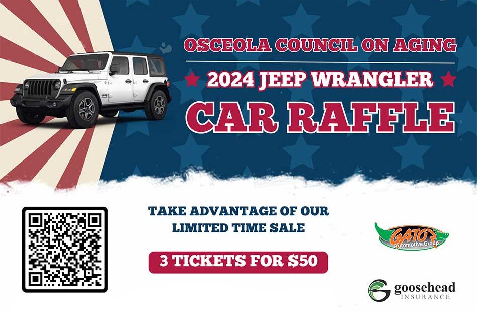 Don’t Miss Out: One Hour Left to Enter the Osceola Council on Aging’s Exciting Jeep Raffle – 11:59am