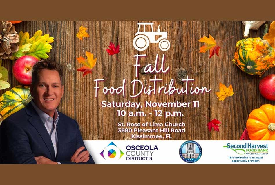District 3 Osceola County Commissioner Brandon Arrington to Host Drive-Thru Fall Food Distribution Saturday November 11