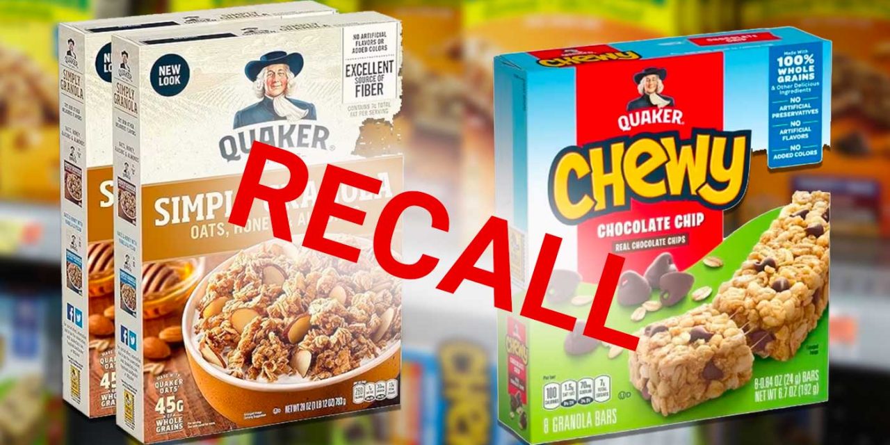 Quaker Oats Issues Nationwide Recall on Chewy Bars and Granola Cereals