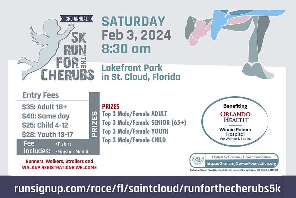 Run for the Cherubs 5K to Benefit Winnie Palmer Hospital for Women & Babies Saturday Morning in St. Cloud