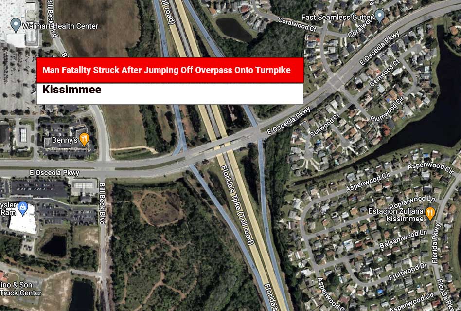 FHP Looking for Driver Who Struck a Kissimmee man that jumped off Osceola Parkway Overpass onto Florida’s Turnpike