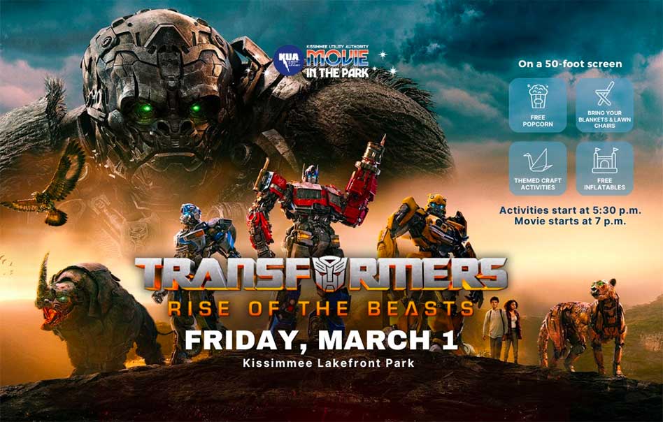 KUA to Host Free Movie in the Park Featuring ‘Transformers Rise of the Beasts’ at Kissimmee’s Lakefront Park This Friday