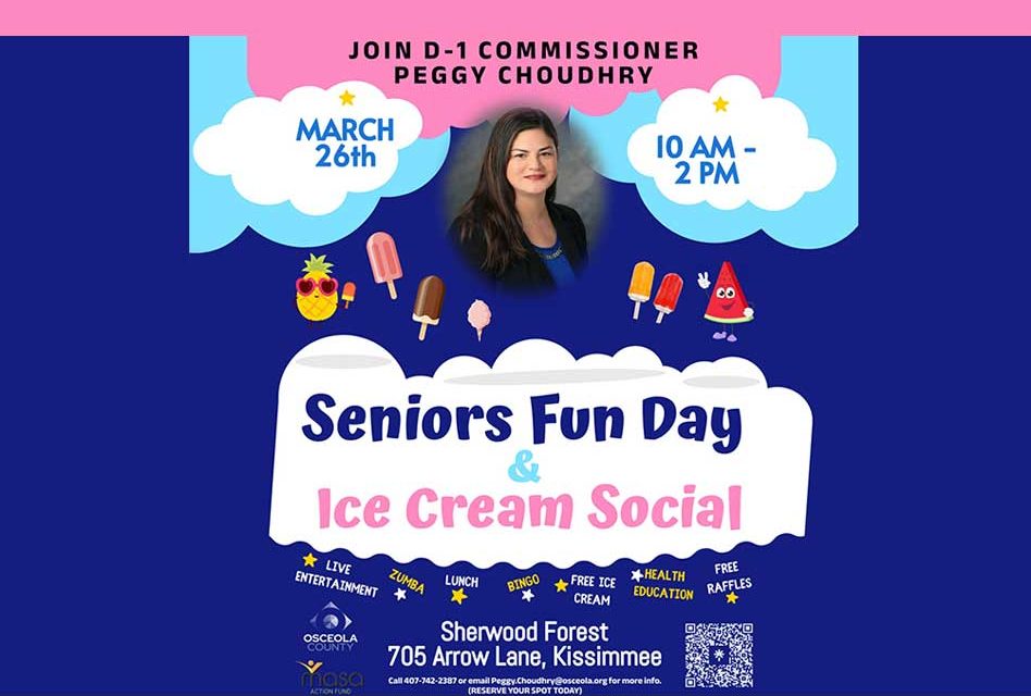 Join Commissioner Peggy Choudhry for a Day of Fun: Seniors Ice Cream Social in Kissimmee!