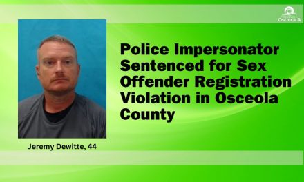 Police Impersonator Jeremy Dewitte Sentenced for Sex Offender Registration Violation in Osceola County