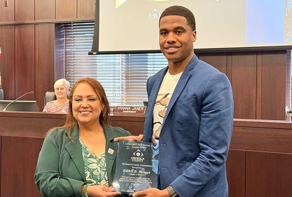 Osceola County Honors  LaVell D. Monger with Lieutenant Lloyd Burton Jr. Service Award