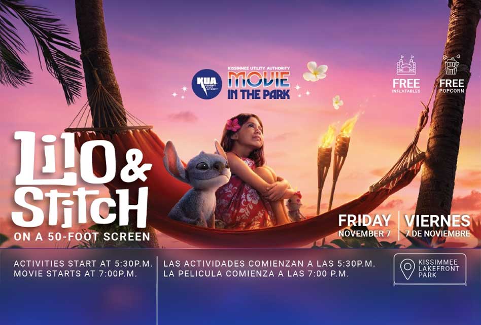 KUA’s Movie in the Park Brings Disney’s “Lilo & Stitch” to Kissimmee Lakefront Park November 7