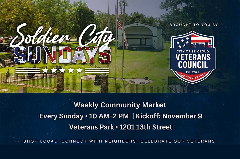 City of St. Cloud to Launch “Soldier City Sundays” Weekly Community Market at Veterans Park