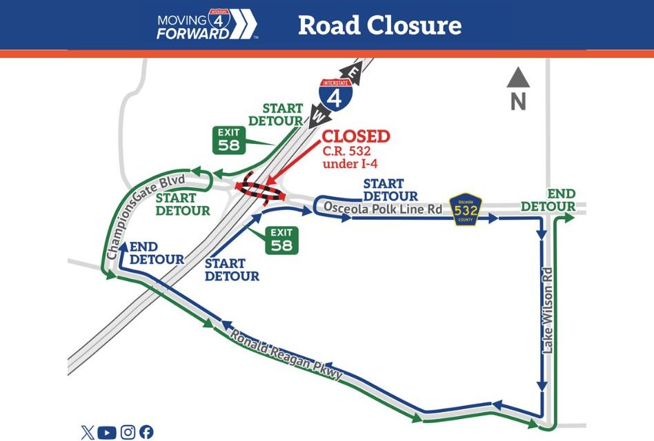 Overnight Closures Scheduled for ChampionsGate Boulevard Under I-4 Beginning October 13