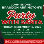 Commissioner Brandon Arrington to Host “Party With Santa” December 19 at Valencia College Poinciana Campus